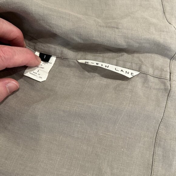 Robin Lane Womens Jacket Tan Linen Knee Length Sz 1 S Lagenlook Minimalist - Picture 8 of 11